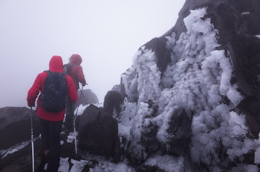 Hikers-on-icy-Mount-Kenya-trail -Mount-Kenya-hikes