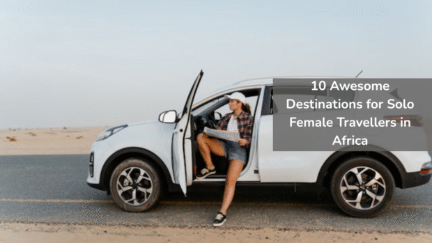 A solo female traveler on the road with a white car and a map A-solo-female-traveler-on-the-road-with-a white-car-and-a-map