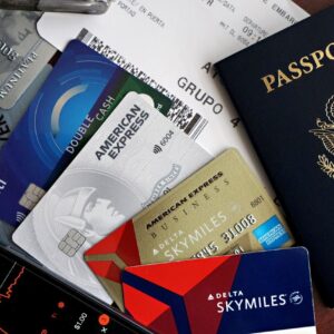 Travel-documents-for-women-travelers-including-passport-credit-cards-and-boarding-pass